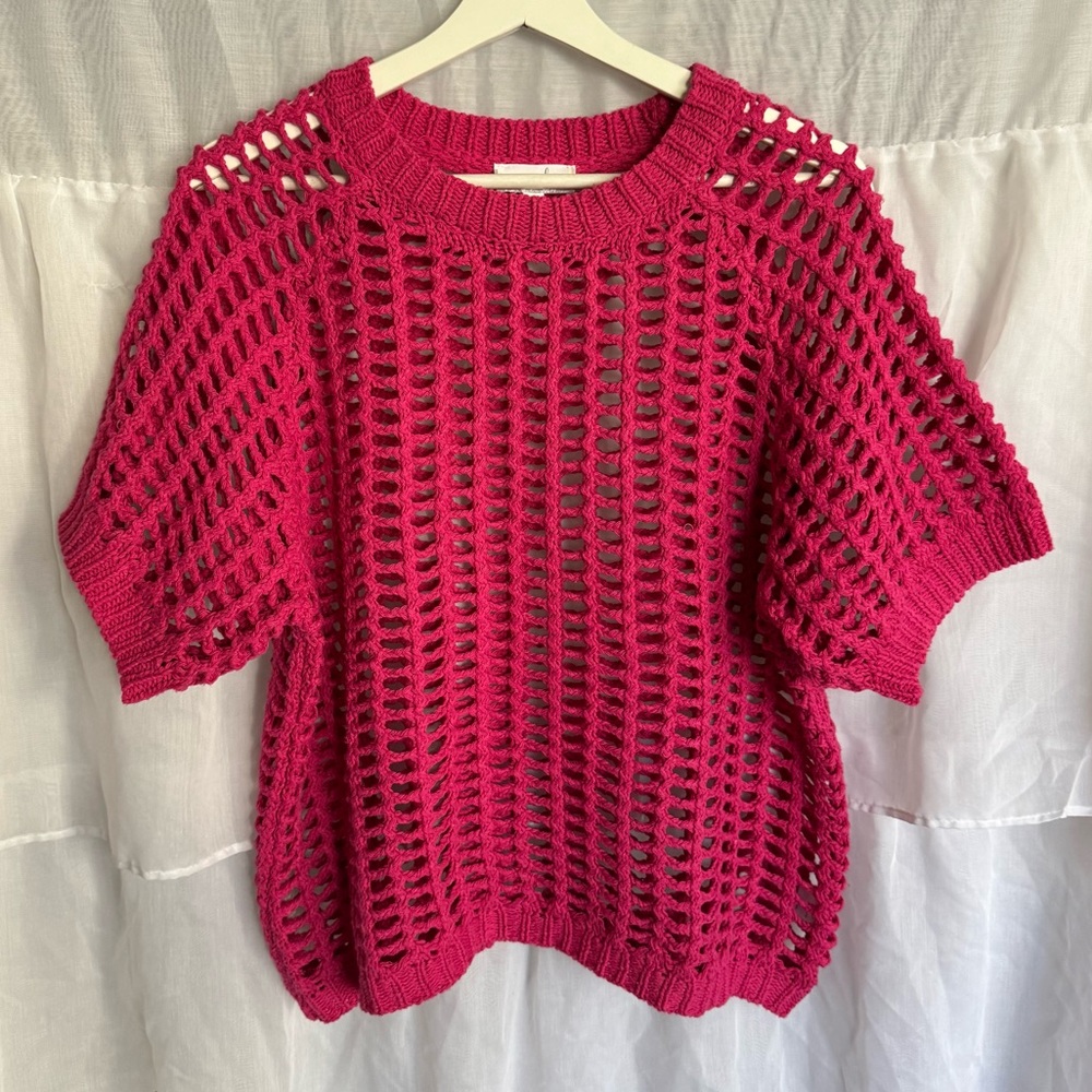 Grace & Lace Open Knit Short Sleeve Pullover - Picture 5 of 6
